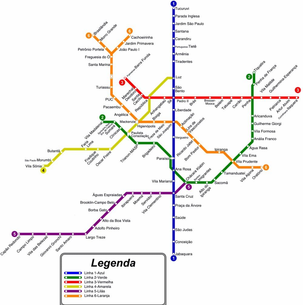 Sao Paulo metro kaart pdf