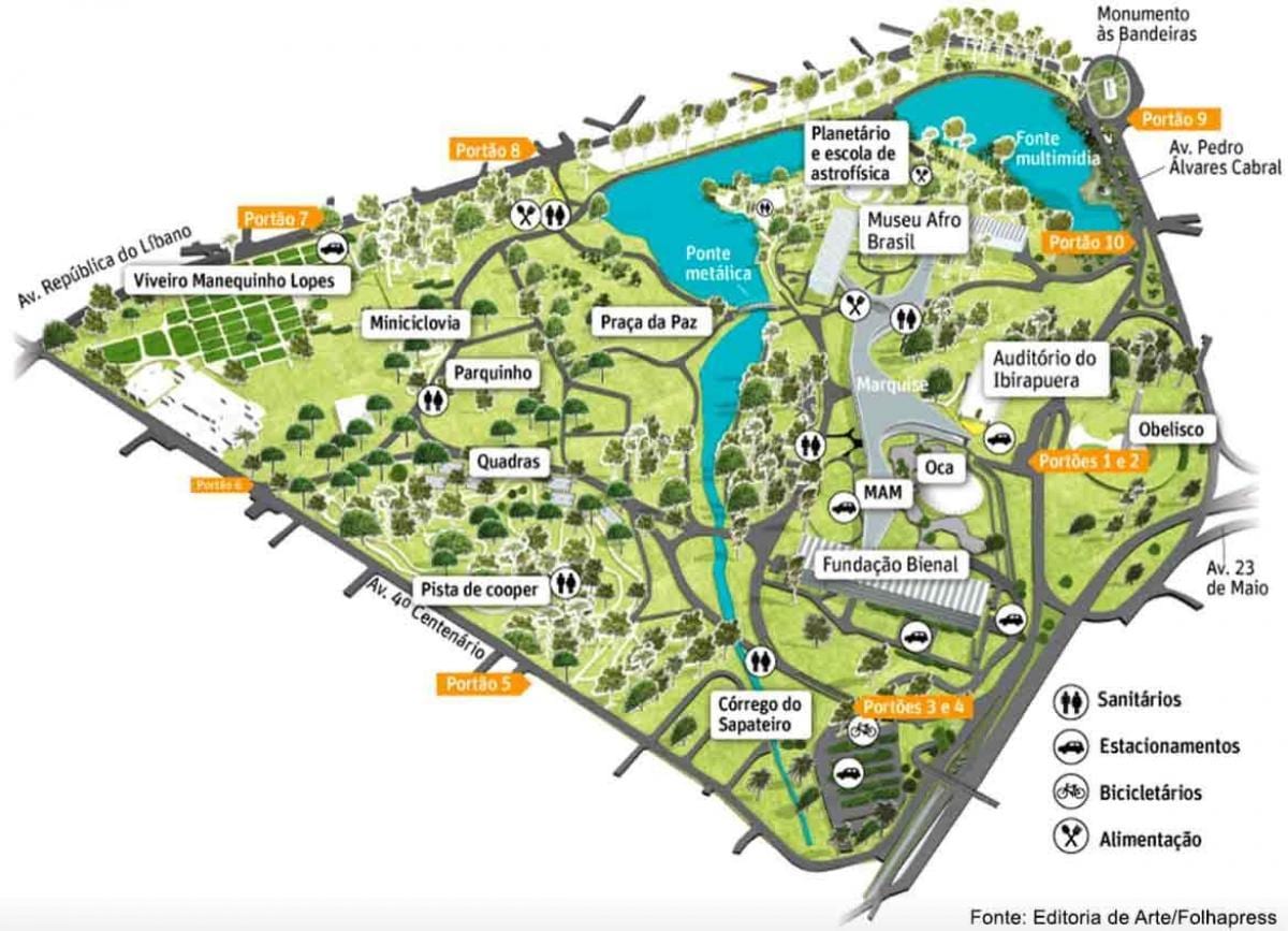 São Paulo park kaart